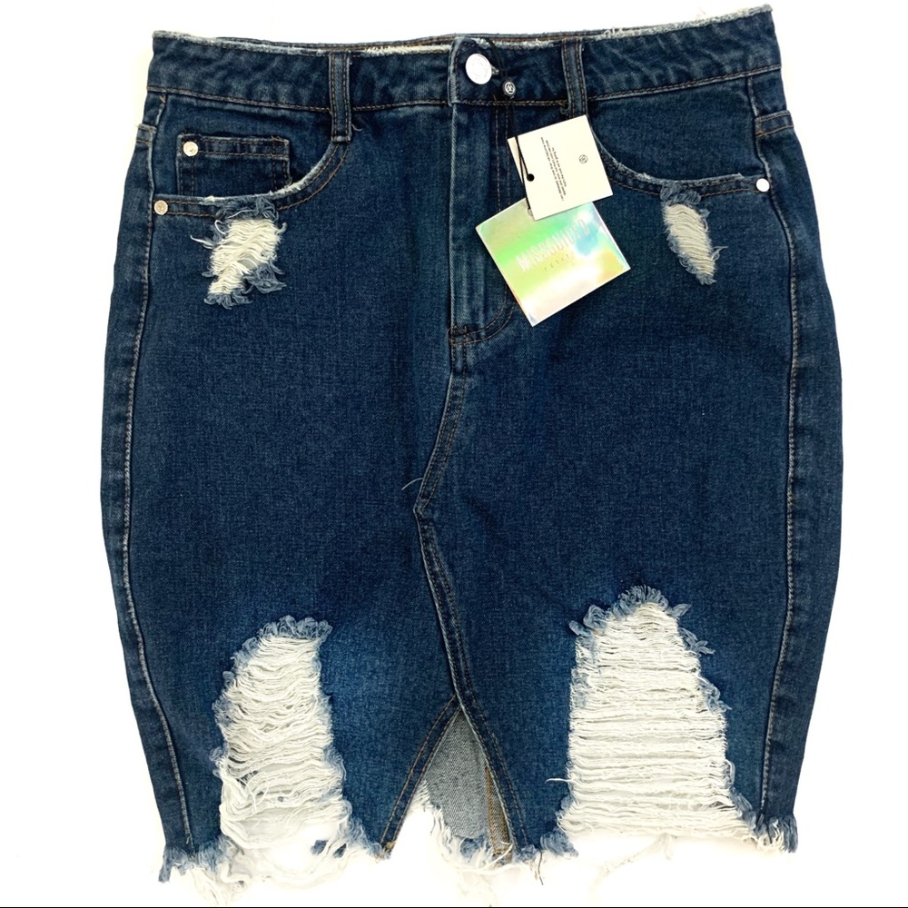 Missguided Distressed Denim Skirt